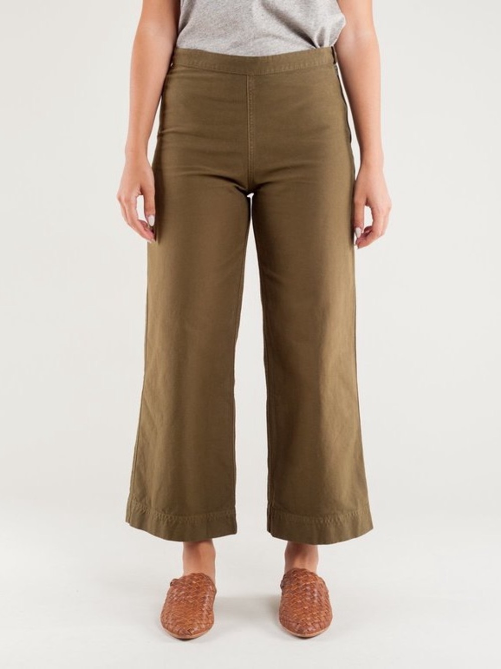 Ali Golden Wide-Leg Olive Crop Pants